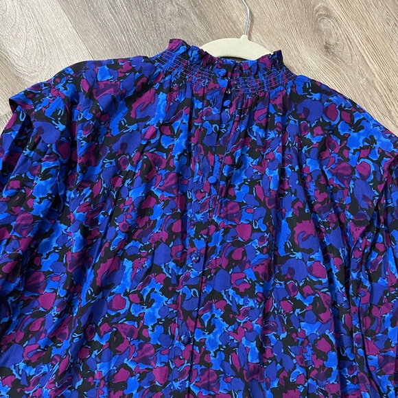 NEW Suncoo Paris Lea Printed Blouse Floral Print Top Long Sleeve Ruffled - Picture 6 of 11